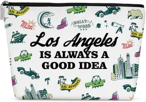 Los Angeles Gifts Makeup Bag, Los Angeles Souvenir Los Angeles Lovers Gift Funny Los Angeles Travel Vacation Cosmetic Bag for Women Girls Trip Birthday Christmas Bachelorette Party Friendship Gifts