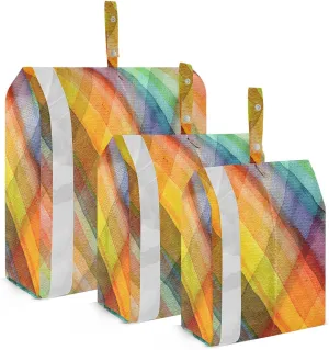 Luggage Space Saver, Luggages Management Personnel, Abstract Watercolors Tartan, With Zipper, 3 Set Travel Packing Cubes For Suitcases, Garment Bag Closet Storage