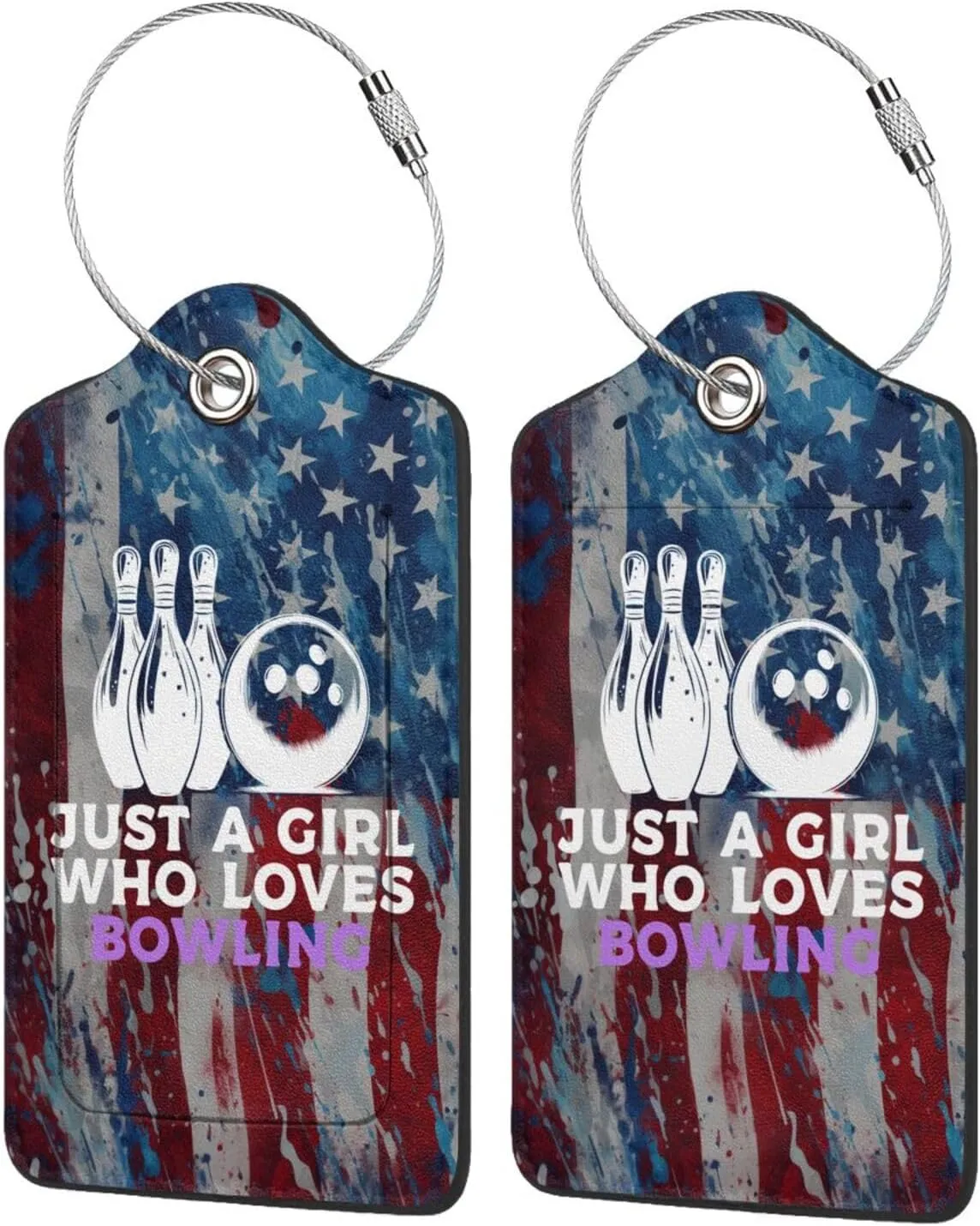 Luggage Tag Just A Girl Who Loves Bowling Pu Leather Identifiers Id Tag Bag Suitcase Labels