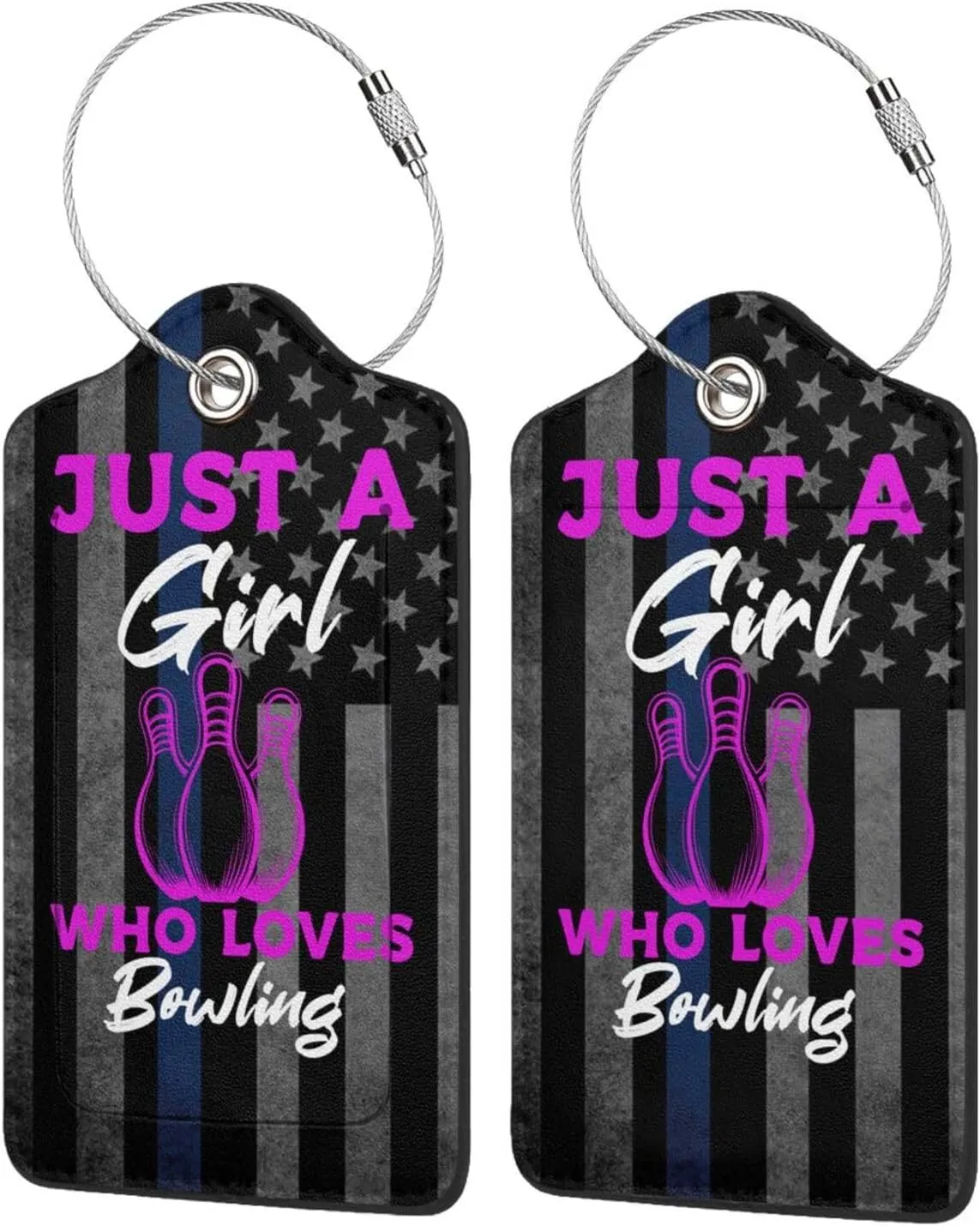 Luggage Tag Just A Girl Who Loves Bowling Pu Leather Identifiers Id Tag Bag Suitcase Labels