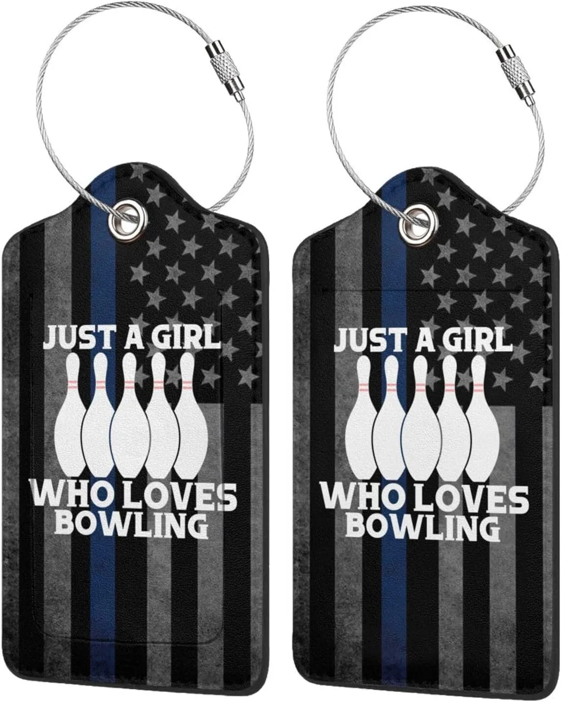 Luggage Tag Just A Girl Who Loves Bowling Pu Leather Identifiers Id Tag Bag Suitcase Labels