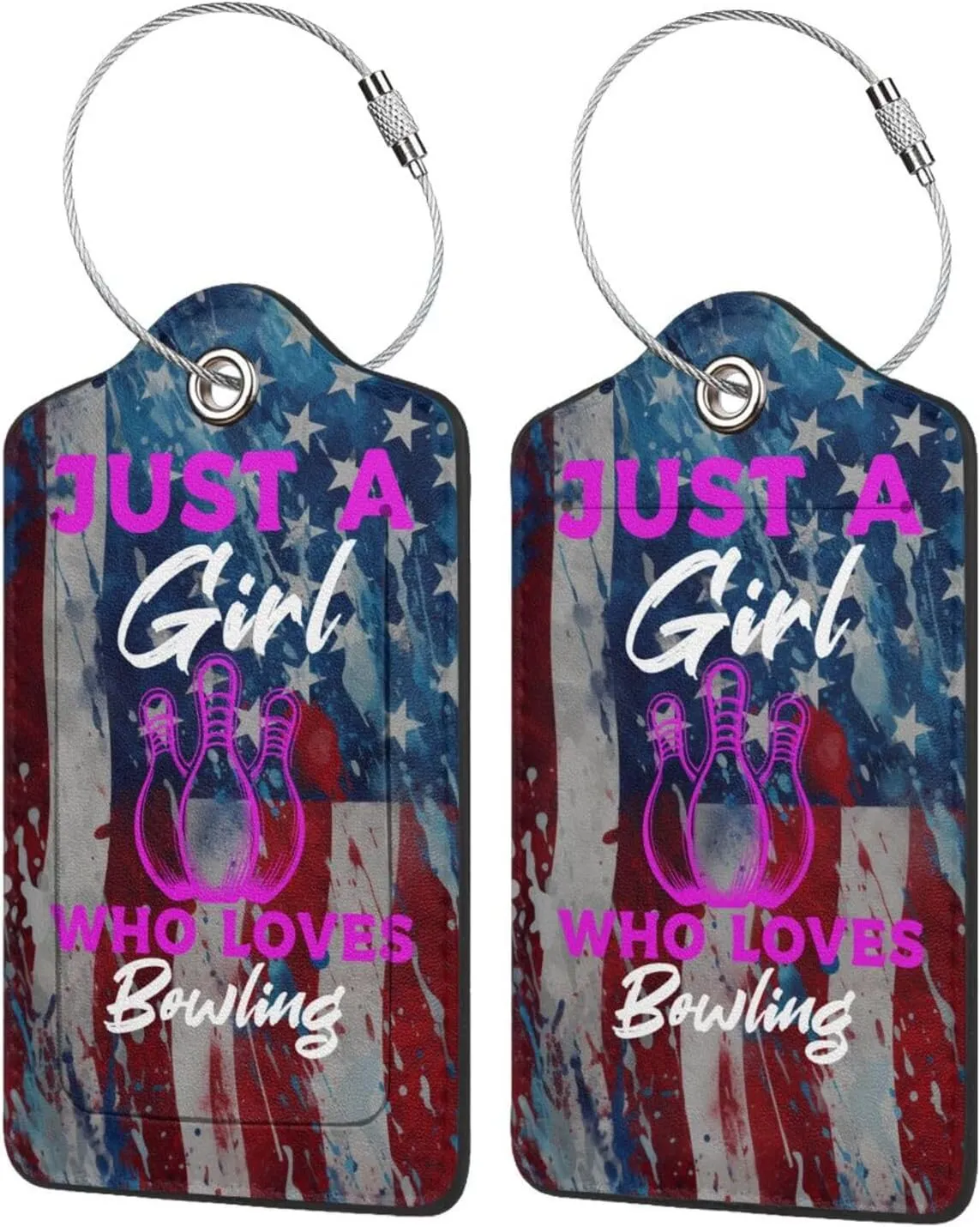 Luggage Tag Just A Girl Who Loves Bowling Pu Leather Identifiers Id Tag Bag Suitcase Labels