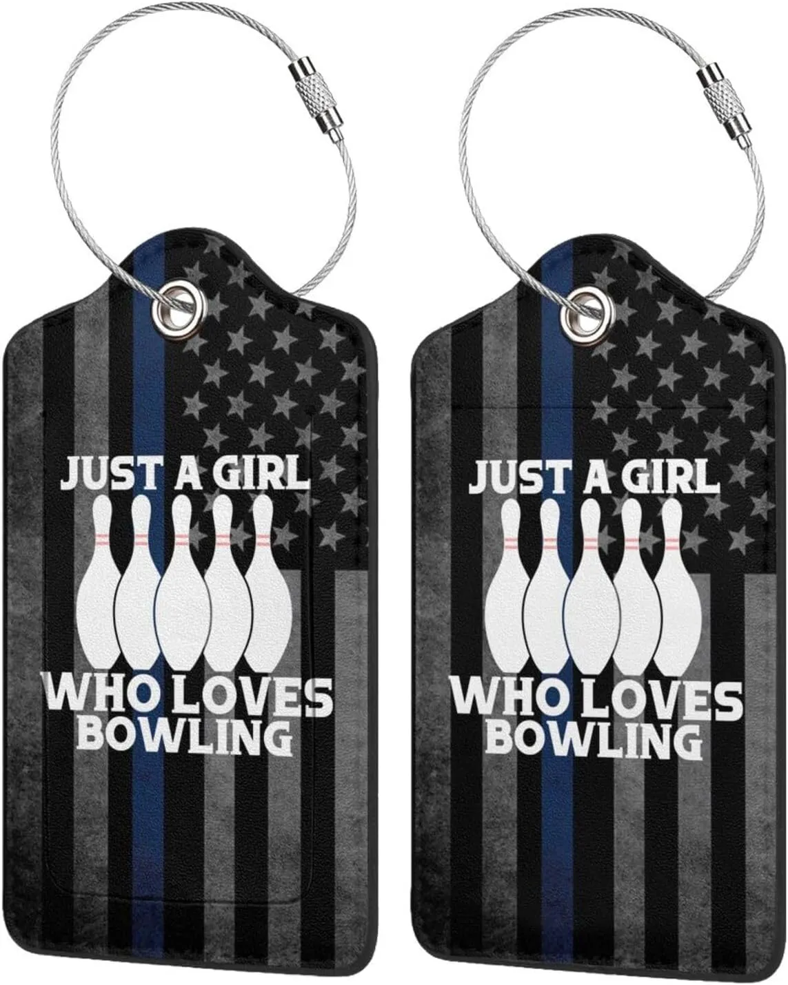 Luggage Tag Just A Girl Who Loves Bowling Pu Leather Identifiers Id Tag Bag Suitcase Labels