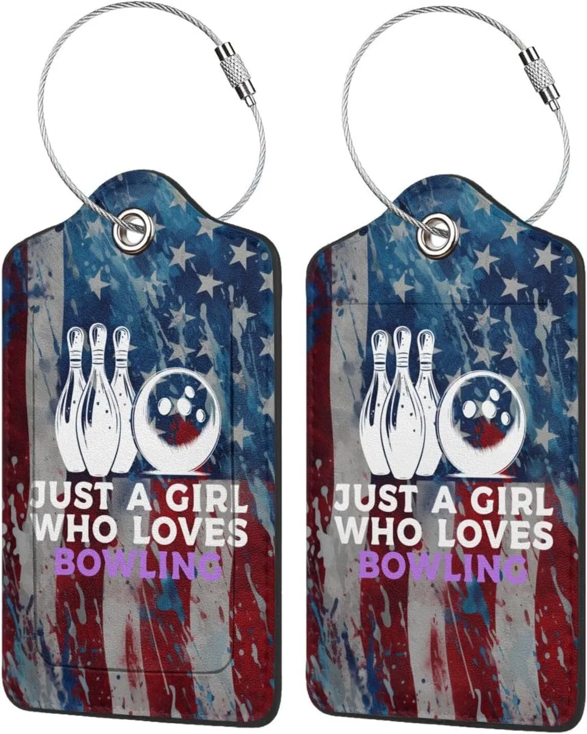 Luggage Tag Just A Girl Who Loves Bowling Pu Leather Identifiers Id Tag Bag Suitcase Labels