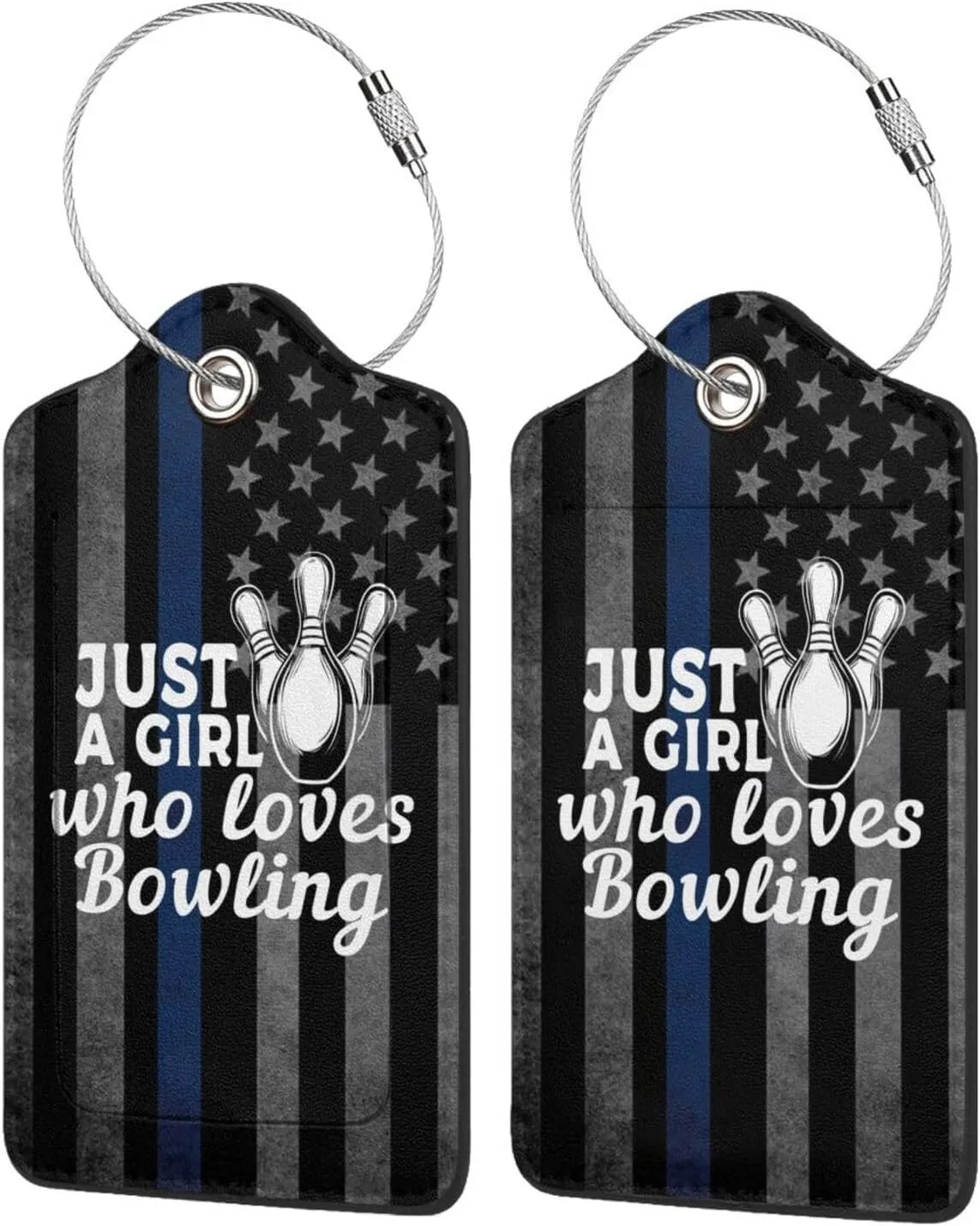 Luggage Tag Just A Girl Who Loves Bowling Pu Leather Identifiers Id Tag Bag Suitcase Labels