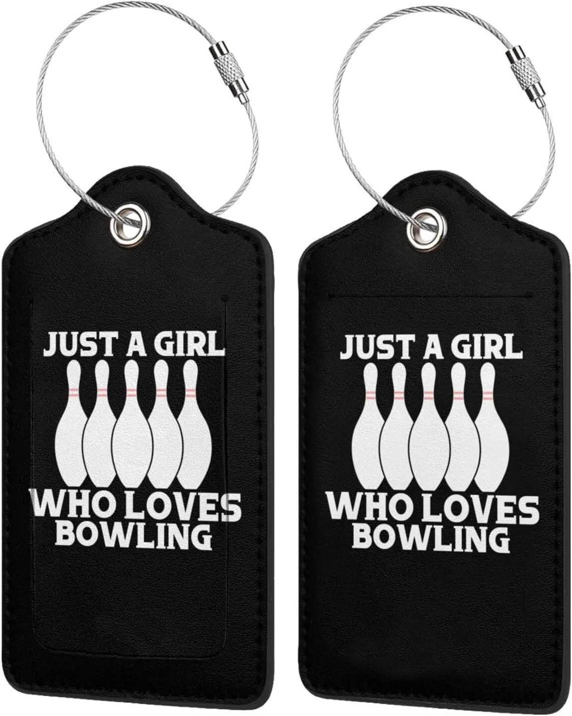 Luggage Tag Just A Girl Who Loves Bowling Pu Leather Identifiers Id Tag Bag Suitcase Labels