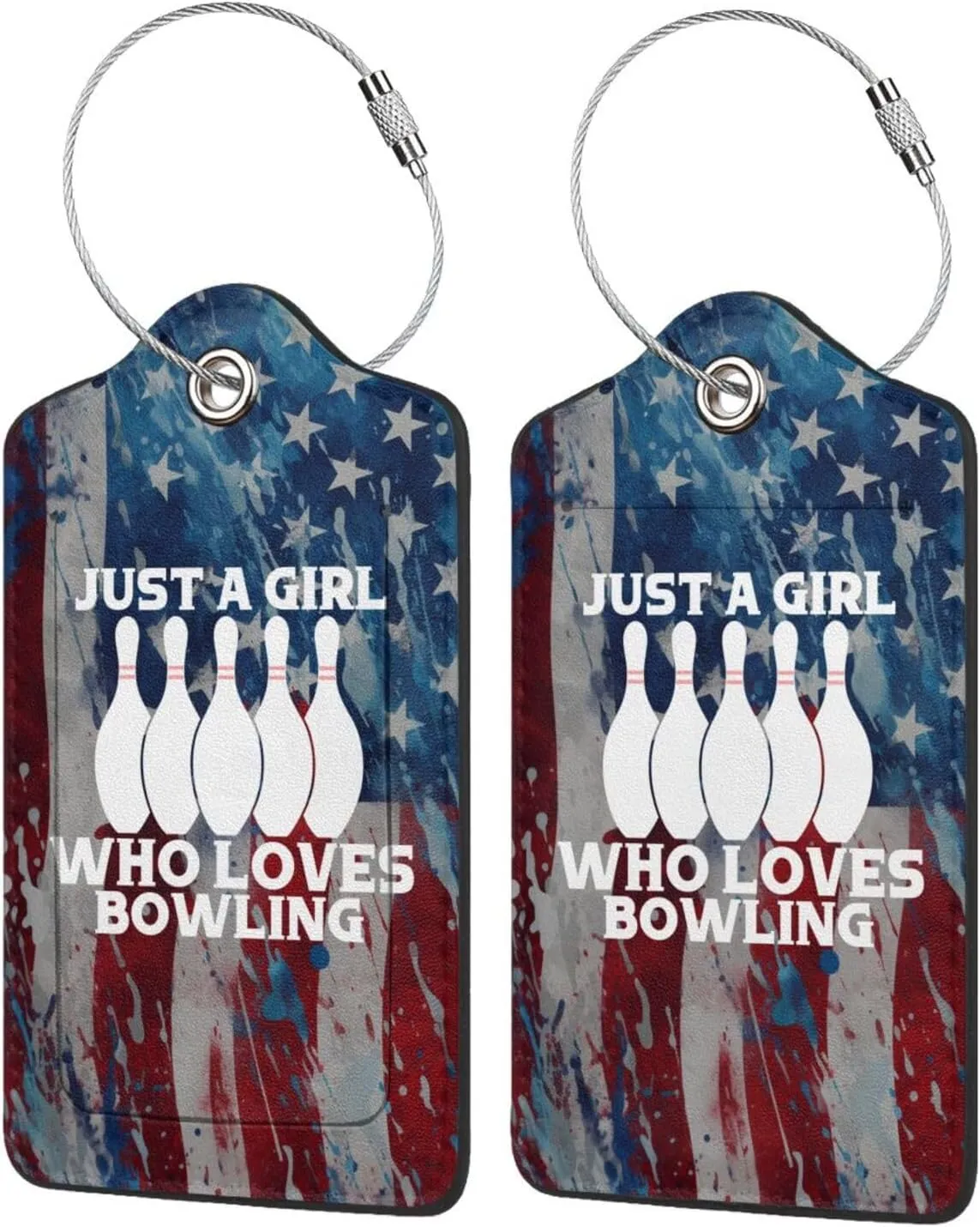 Luggage Tag Just A Girl Who Loves Bowling Pu Leather Identifiers Id Tag Bag Suitcase Labels