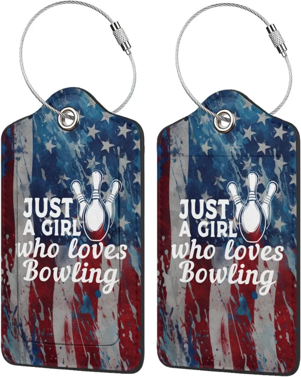 Luggage Tag Just A Girl Who Loves Bowling Pu Leather Identifiers Id Tag Bag Suitcase Labels