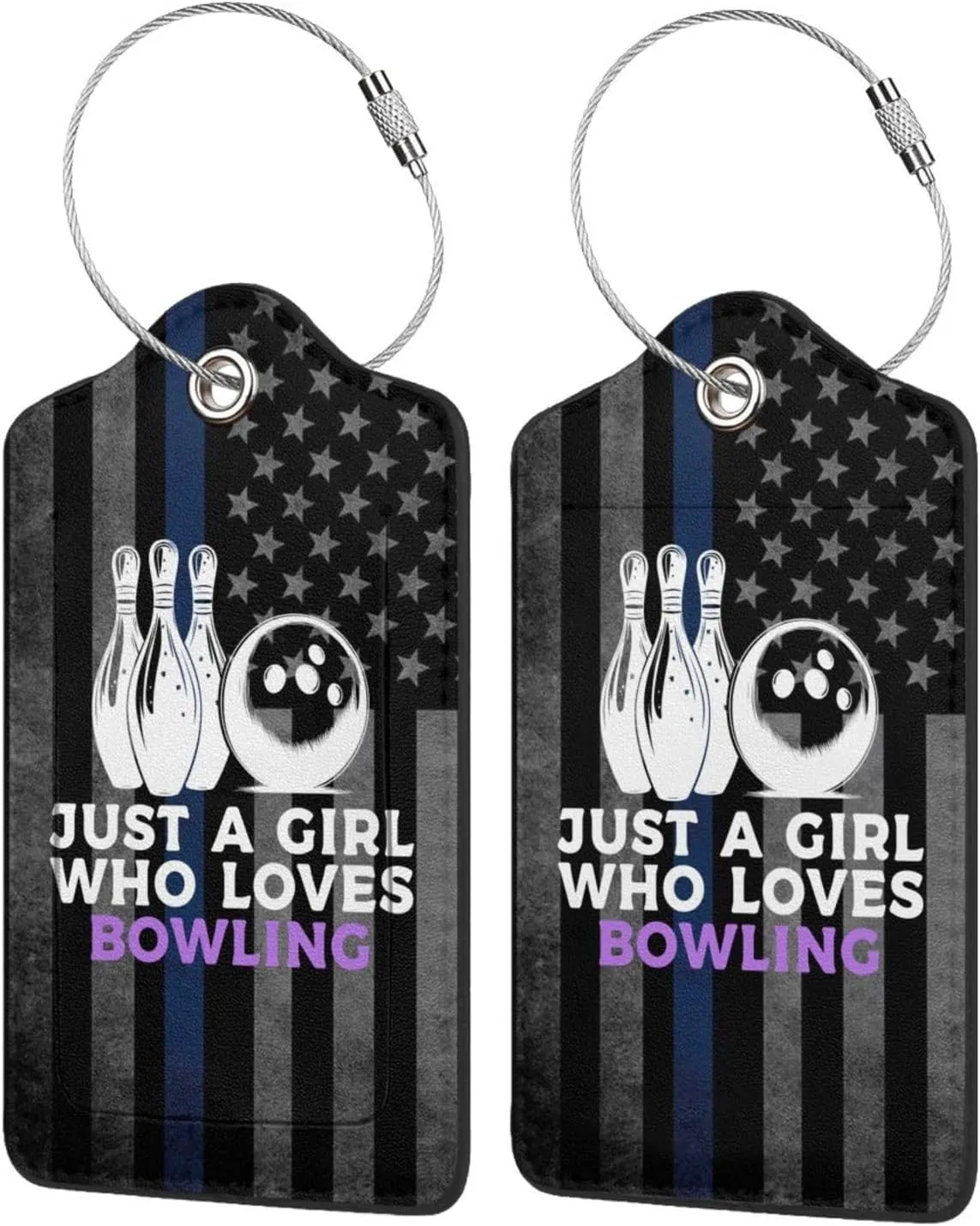 Luggage Tag Just A Girl Who Loves Bowling Pu Leather Identifiers Id Tag Bag Suitcase Labels