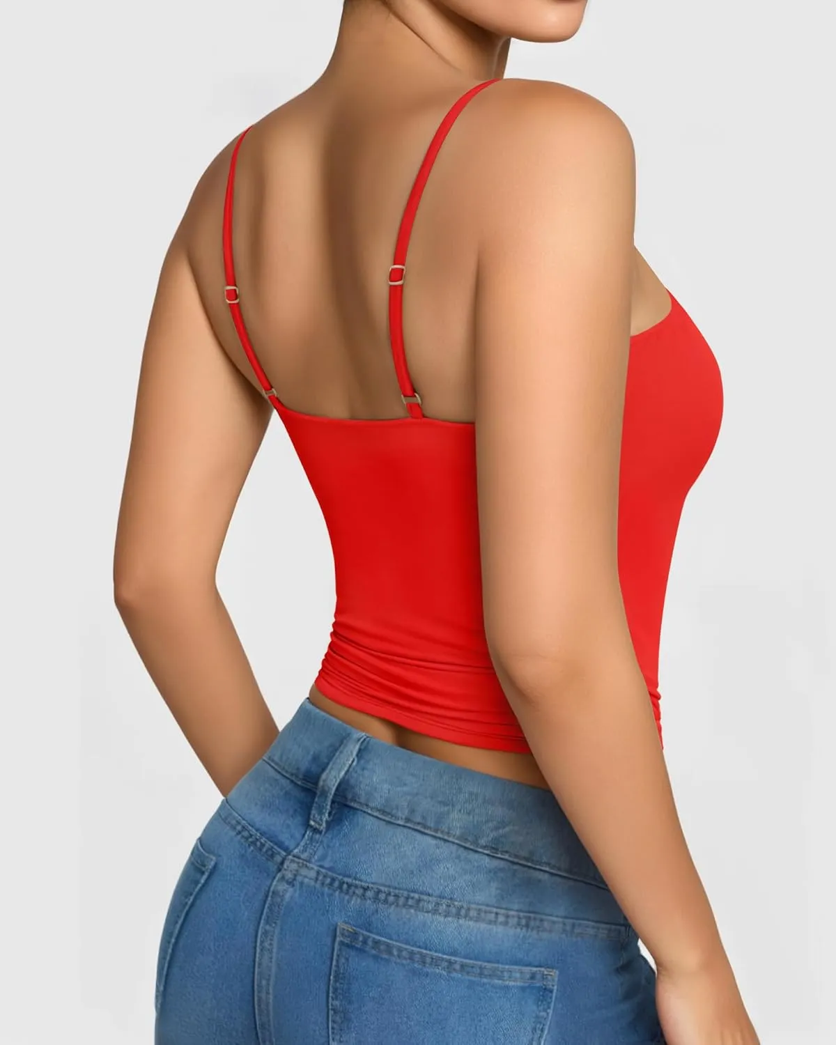 MANGOPOP Womens Camisole Tank Tops Square Neck Spaghetti Strap Cami Double Lined Sleeveless Crop Top Sexy Shirts