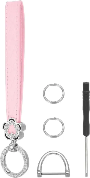 MECCANIXITY Leather Wristlet Keychain Car Key Chain Wristlet, Key Fob Holder Flower Style with D Ring and Key Ring