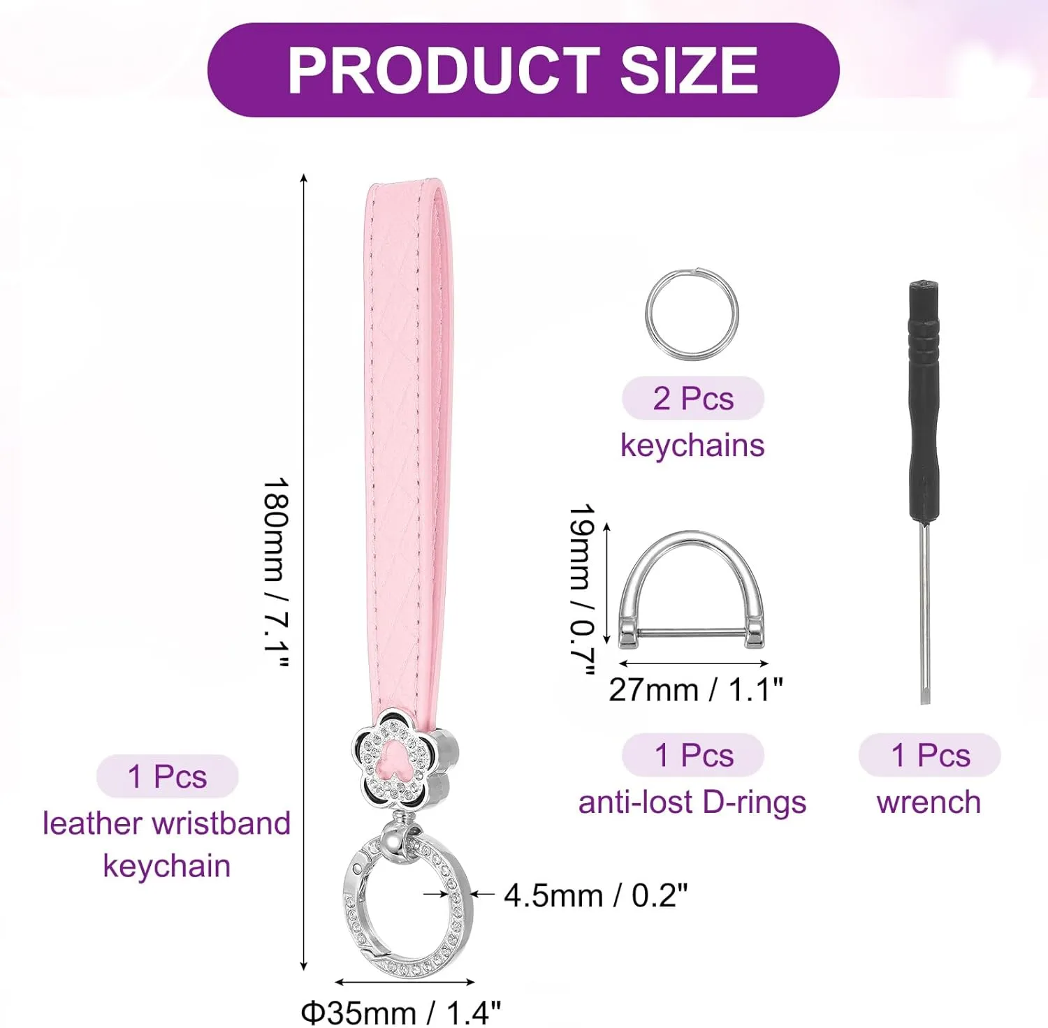 MECCANIXITY Leather Wristlet Keychain Car Key Chain Wristlet, Key Fob Holder Flower Style with D Ring and Key Ring