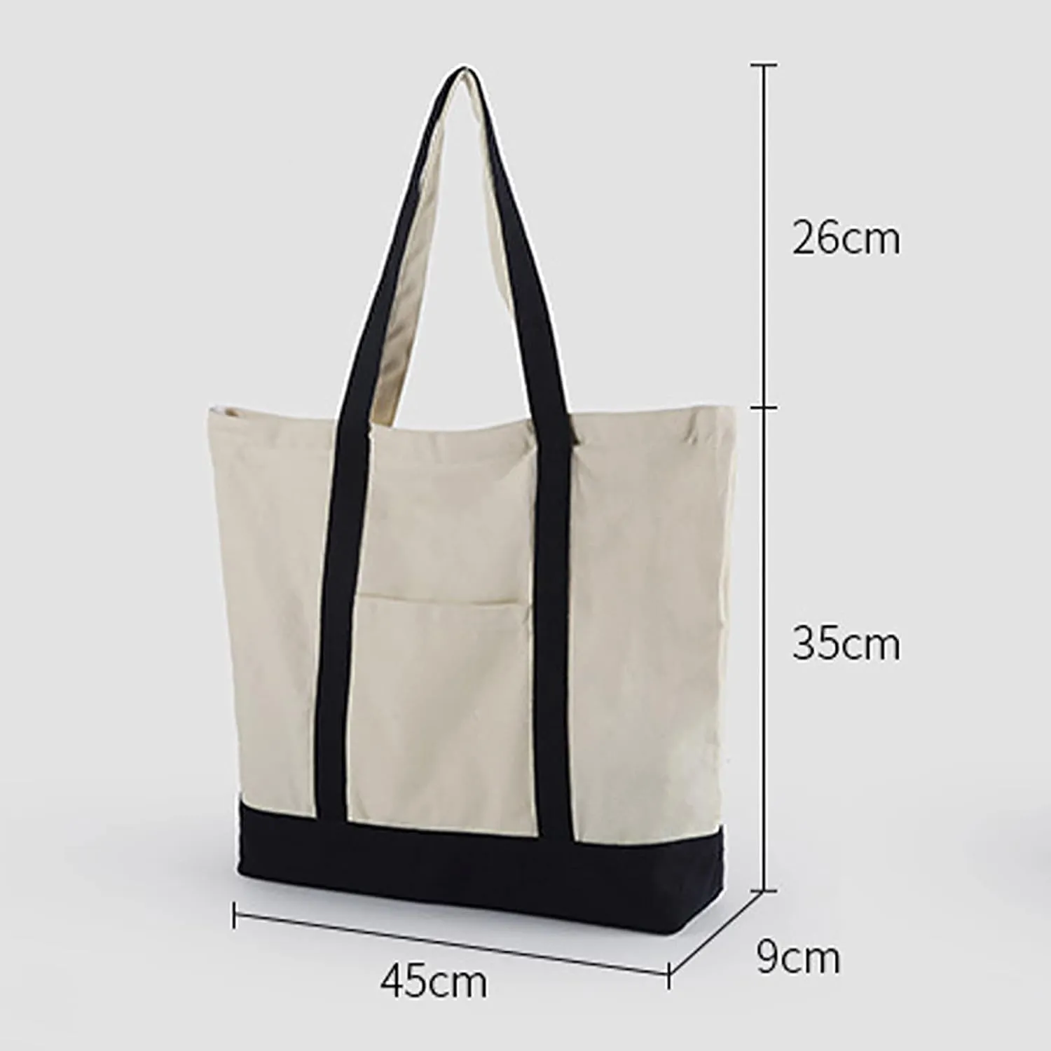 Medium Supermarket Bags Large Capacity Zipper Portable Canvas Bag Shoulder Bag Men (One Size)