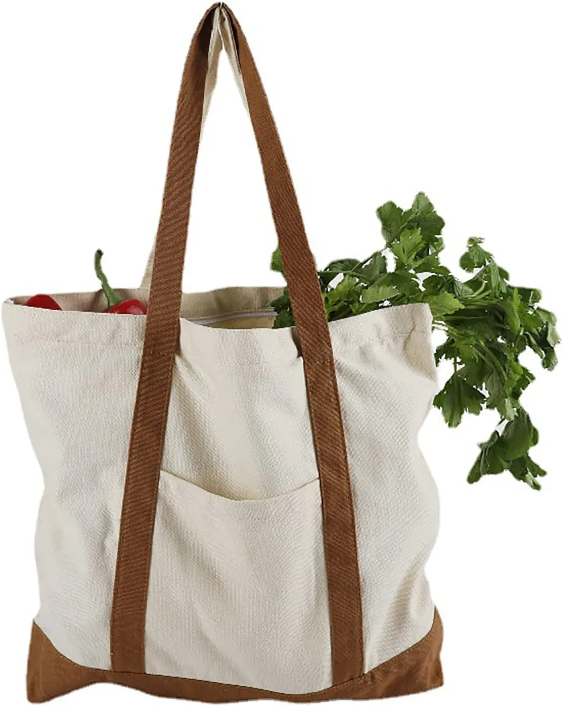 Medium Supermarket Bags Large Capacity Zipper Portable Canvas Bag Shoulder Bag Men (One Size)