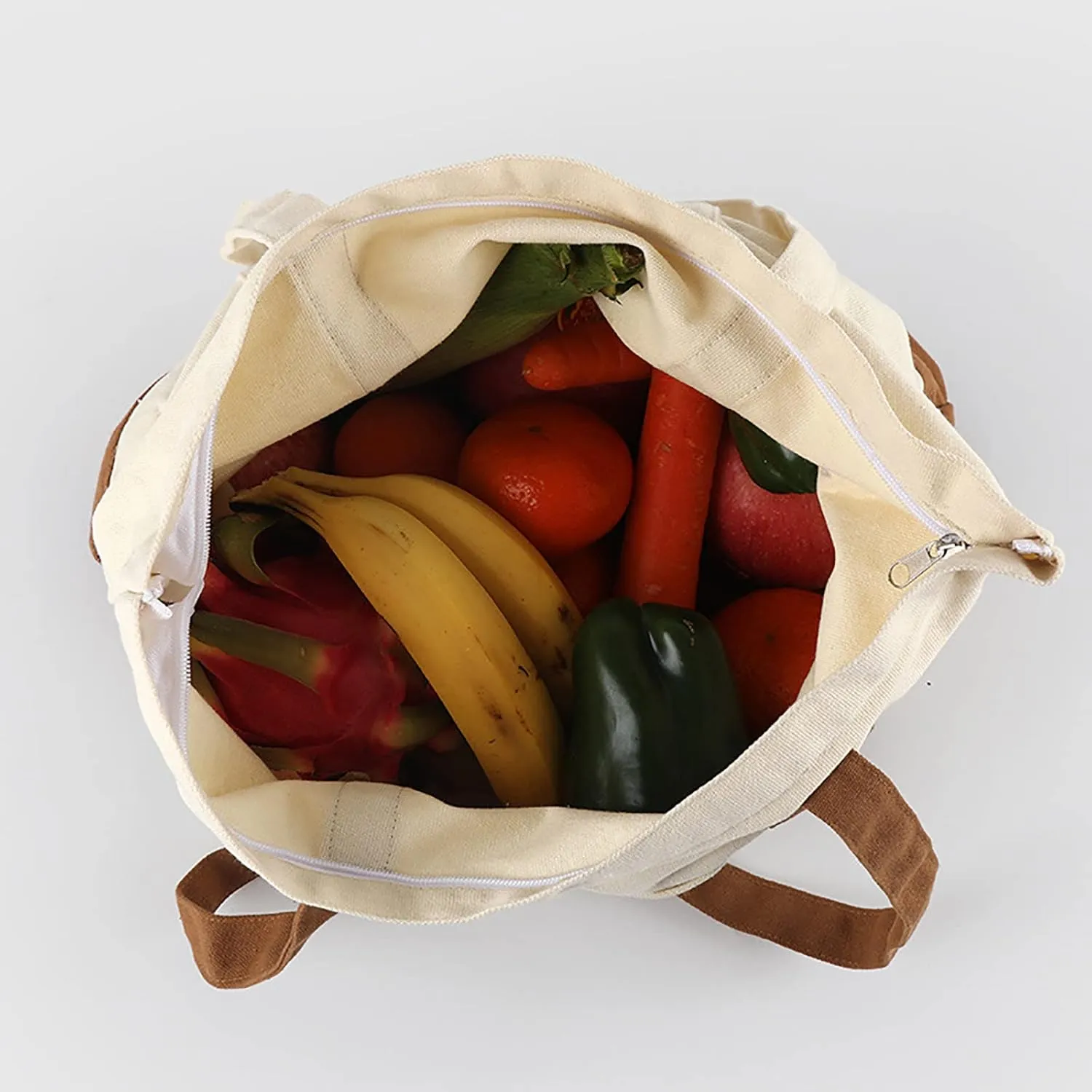Medium Supermarket Bags Large Capacity Zipper Portable Canvas Bag Shoulder Bag Men (One Size)
