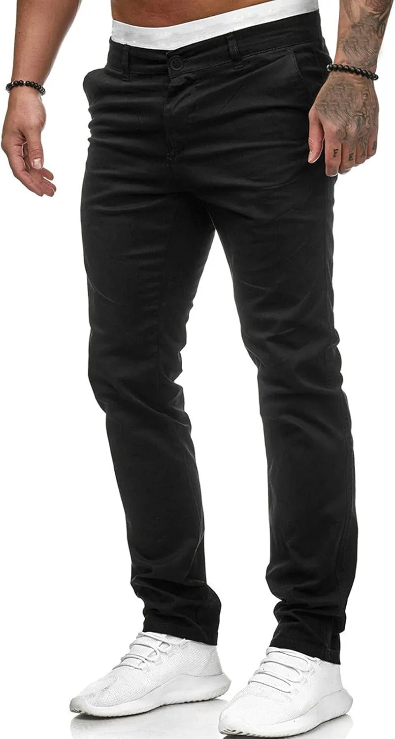 Mens Casual Pants Slim Fit Stretch Flat Front Slacks Zip Off Skinny Golf Chino Business Work Dress Pants with Pockets