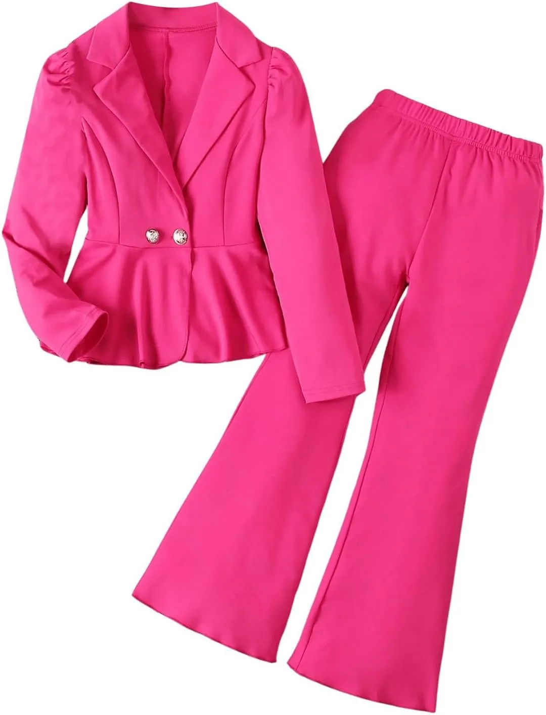 Milumia Girl's 2 Piece Outfits Ruffle Long Sleeve Button Blazer and Pants