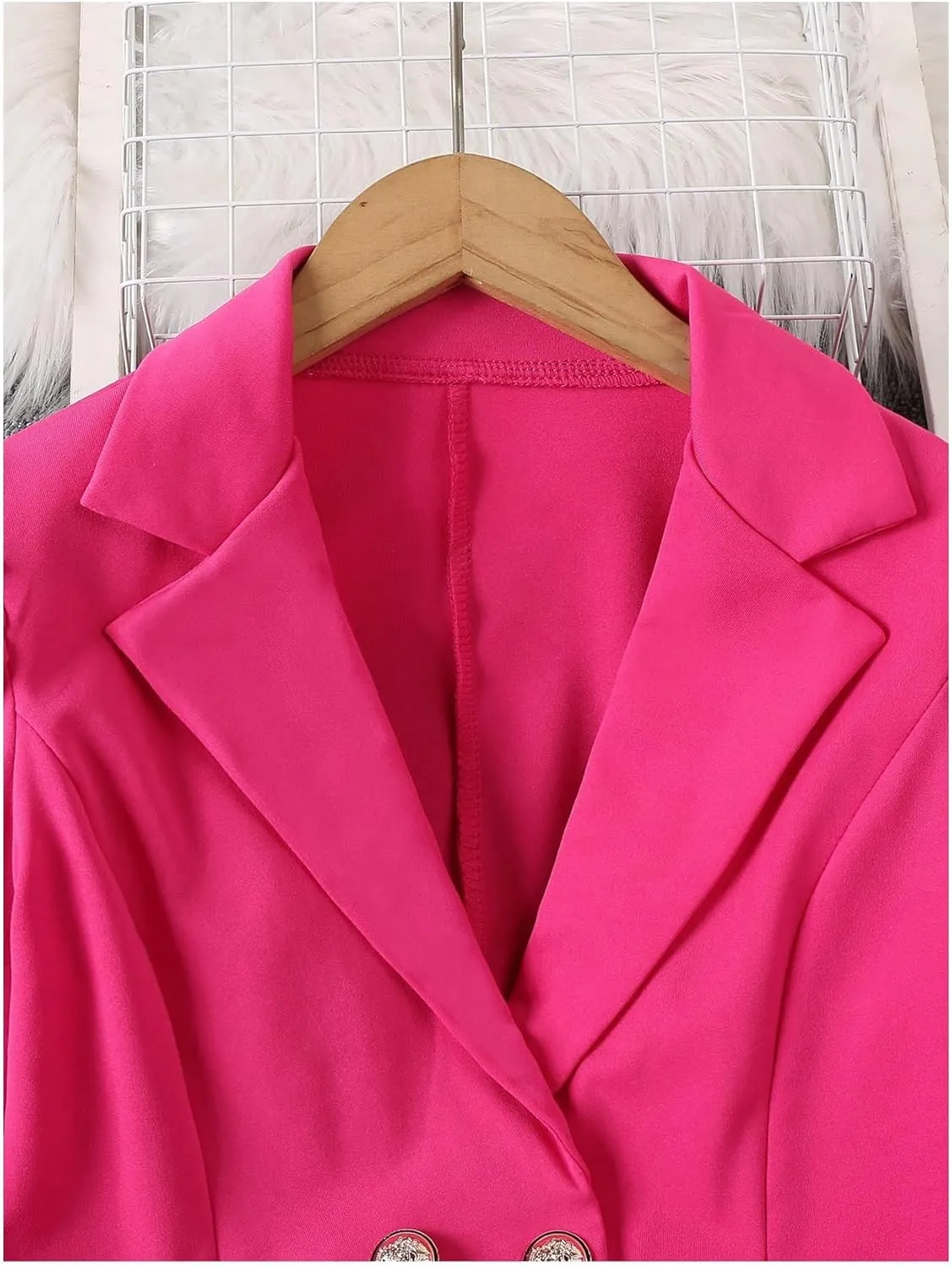 Milumia Girl's 2 Piece Outfits Ruffle Long Sleeve Button Blazer and Pants