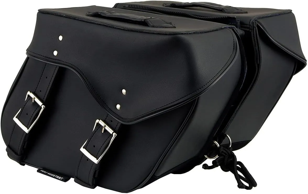 Milwaukee Leather SH55201ZB Black Large PVC Zip-Off Throwover Motorcycle Saddlebags - One Size
