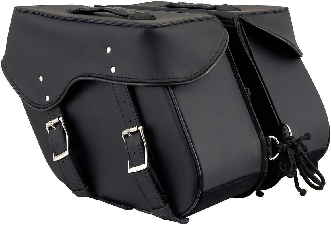 Milwaukee Leather SH55201ZB Black Large PVC Zip-Off Throwover Motorcycle Saddlebags - One Size