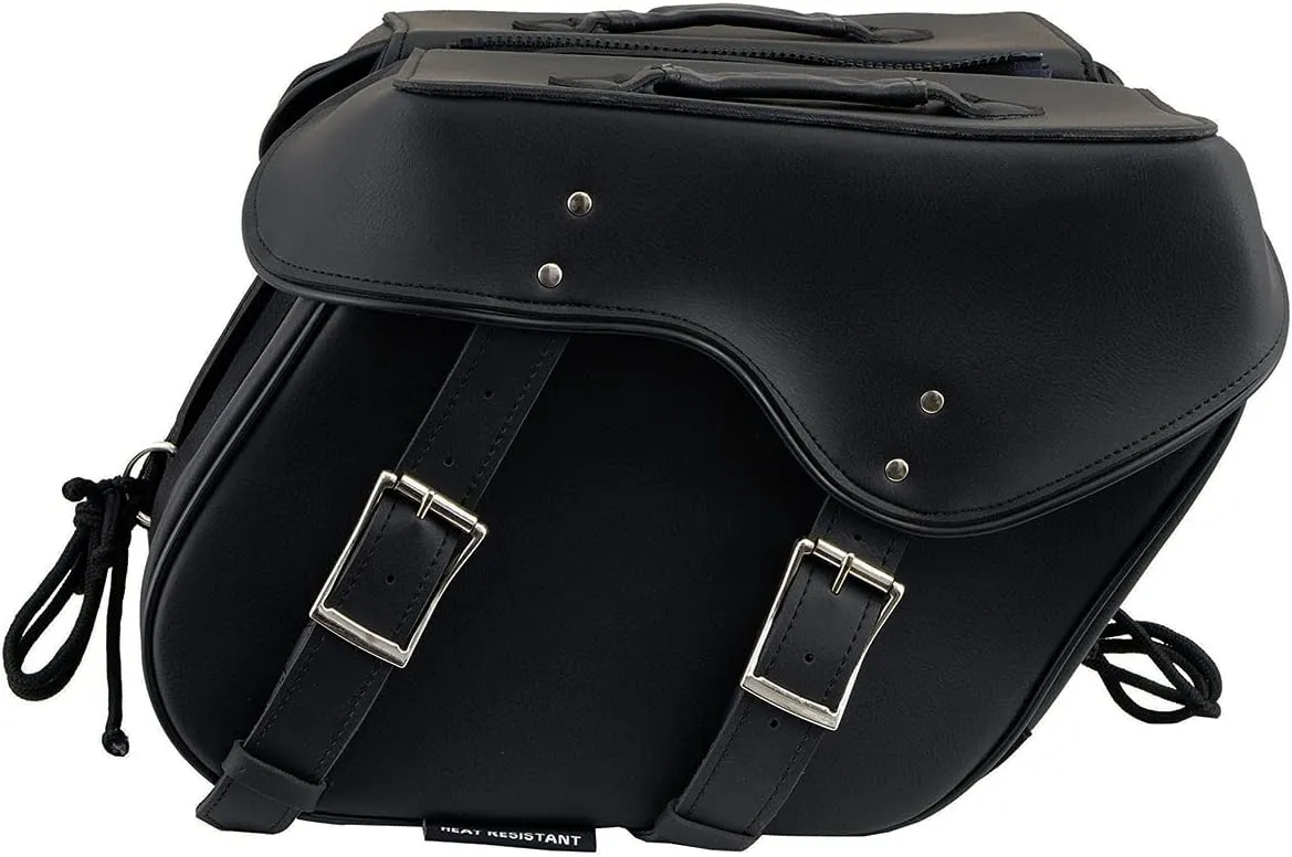Milwaukee Leather SH55201ZB Black Large PVC Zip-Off Throwover Motorcycle Saddlebags - One Size
