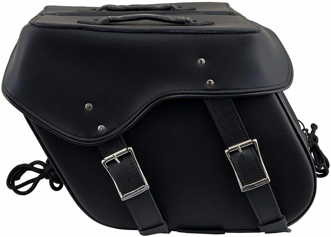Milwaukee Leather SH55201ZB Black Large PVC Zip-Off Throwover Motorcycle Saddlebags - One Size