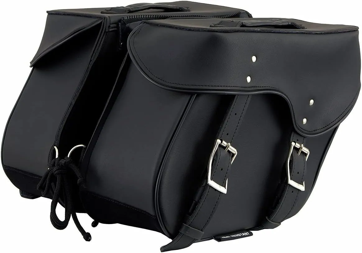 Milwaukee Leather SH55201ZB Black Large PVC Zip-Off Throwover Motorcycle Saddlebags - One Size