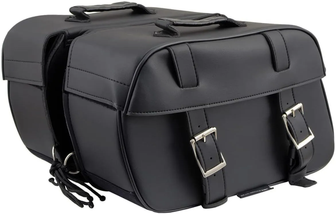 Milwaukee Leather SH57701 Black Medium PVC Zip-Off Motorcycle Saddlebag - Medium - Medium