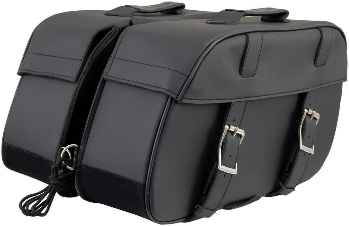 Milwaukee Leather SH57701 Black Medium PVC Zip-Off Motorcycle Saddlebag - Medium - Medium