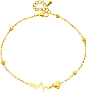 Minimalist Heart Lightning Bolt Anklets for Women Geometry Round Bead Foot Chain Love Hearts Stacking Adjustable Link Chains Jewelry