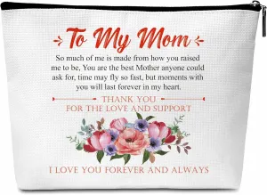 Mom Gifts Makeup Bag, Mom Cosmetic Bag From Daughter Son, To My Mom Makeup Zipper Bag, Mother's Day Birthday Gift For Mom, Thank You Gift for Best Mom, A12