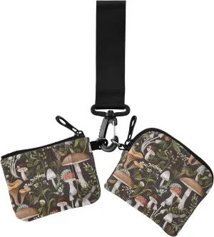 Mushrooms Berries Dual Wristlet Wallets for Women Slim Detachable Credit Card Wallet Case with Keychain for Women Men 2 Pcs