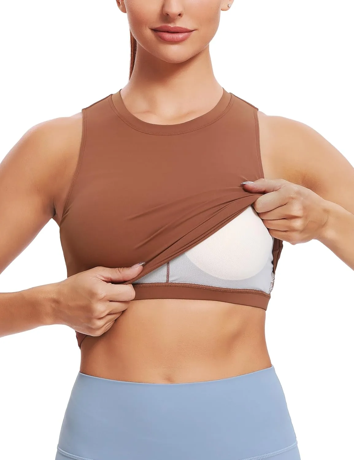 Natural Feelings Nudi Sports Bras for Women Removable Padded Yoga Tank Tops Sleeveless Fitness Workout Crop Tops