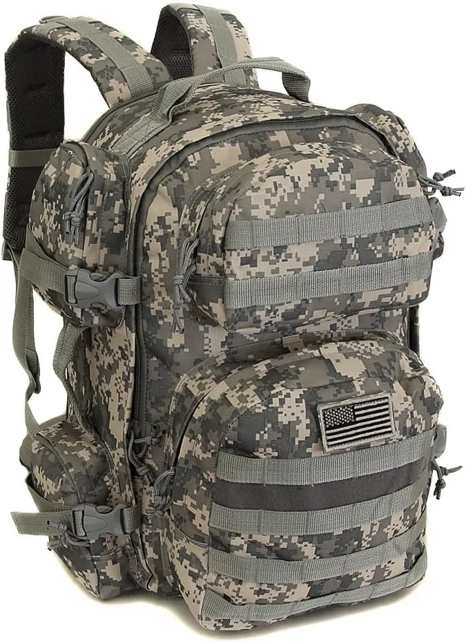 NPUSA Men's Large Expandable Tactical Molle Hydration ReadyBackpack Daypack Bag - ACU Digital Camo