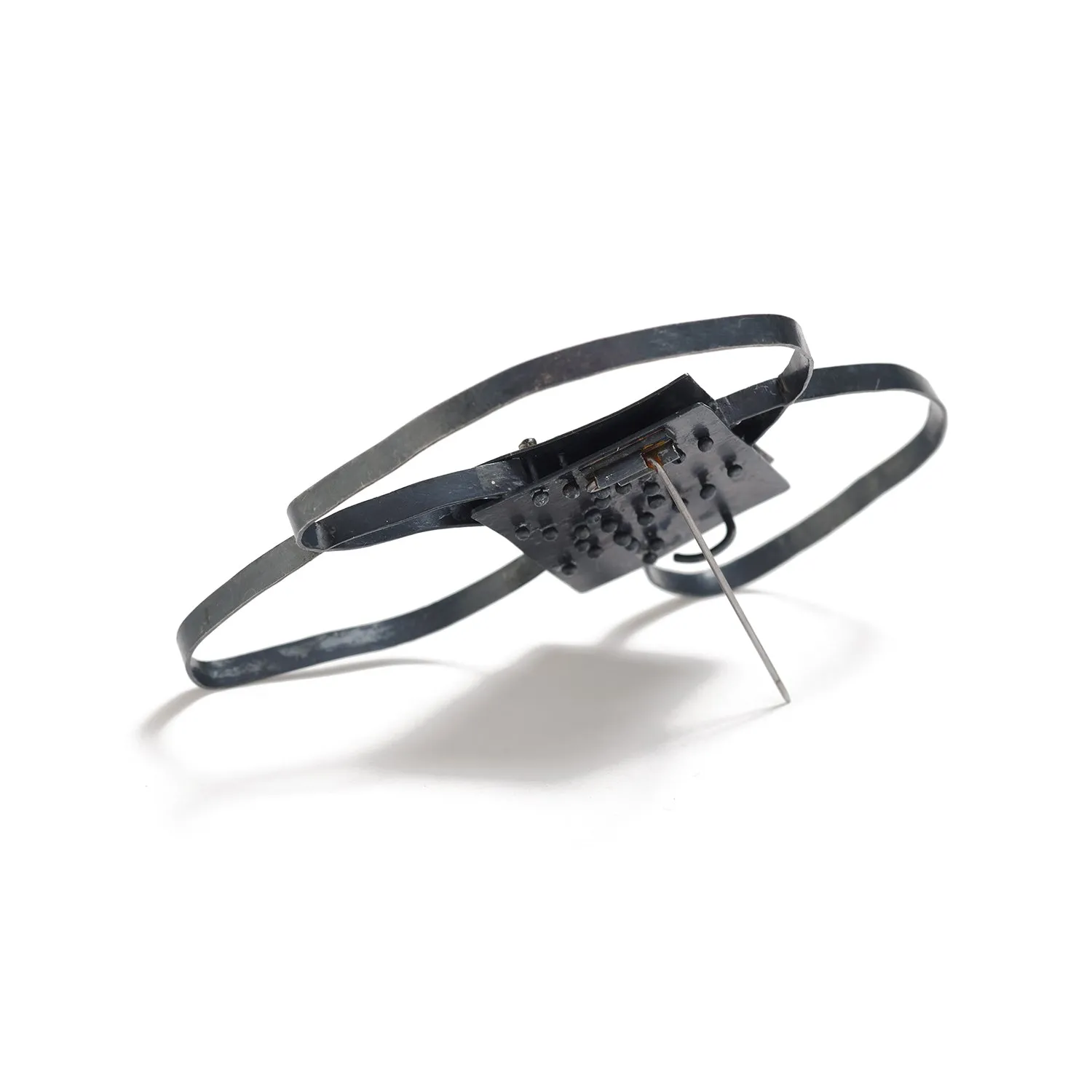Oxidized Silver Brooch with Gold