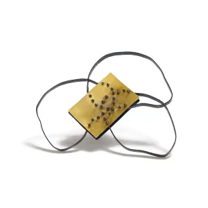 Oxidized Silver Brooch with Gold