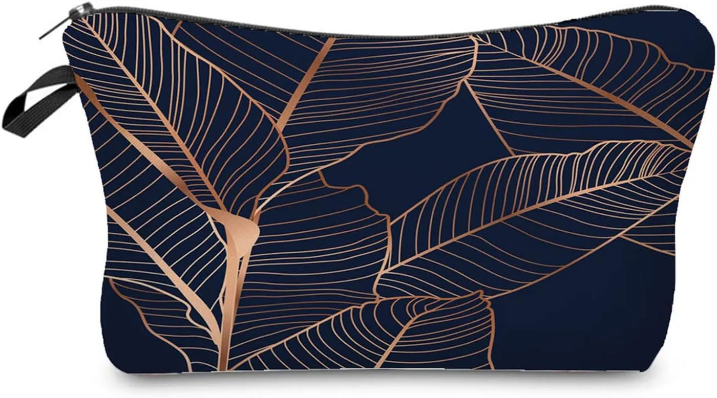 Palm Leaves Makeup Bag Cute Small Makeup Organizer Bag Travel Toiletry Zipper Pouch Plant Birthday Christmas Gift for Nature Lovers Leaf Cosmetic Bag for Women BFF
