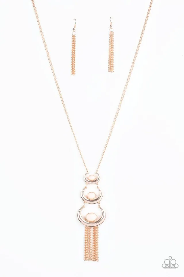 Paparazzi Necklace ~ As MOON As I Can - Rose Gold