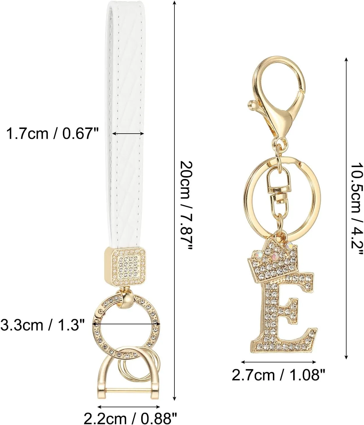 PATIKIL Leather Wristlet Keychain, Crown Design Letter Keychain Decorative Alphabet Key Chain for Bag Backpack DIY