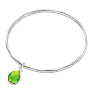 Peridot Charm Bangle | Silver - August