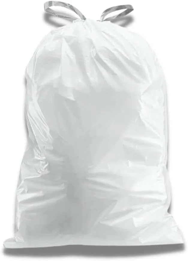 Plasticplace 4 Gallon Trash Bags  0.7 Mil  Drawstring White Garbage Can Liners  17" x 16" (100 Count)
