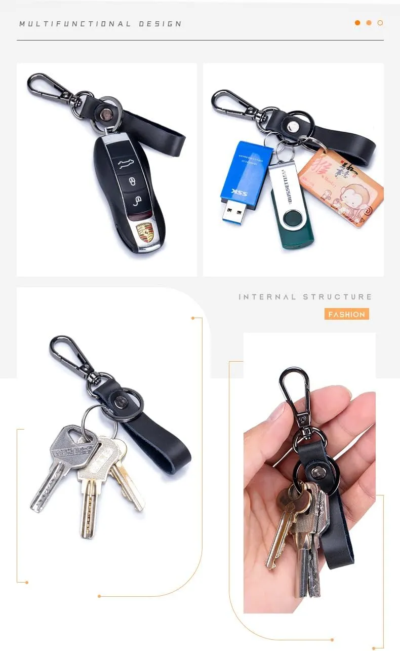 Premium Colorful Quality Wristlet Leather Keychain Car and Home Keychain Leather Key Chain Key Rings for Men Women