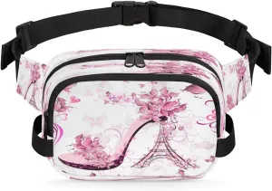 Pretty Tower Heels Waterproof Square Fanny Pack with Adjustable Strap Dual Zipper Storage Lightweight Design for Travel Hiking Running Daily Use Unisex Crossbody Waist Bag for Men Women