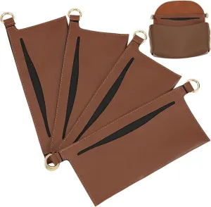 PU Leather Bag Organizer Insert Purse Organizer Liner with Zinc Alloy D Rings Saddle Brown 23x8.3x0.2cm Hole: 13x10mm