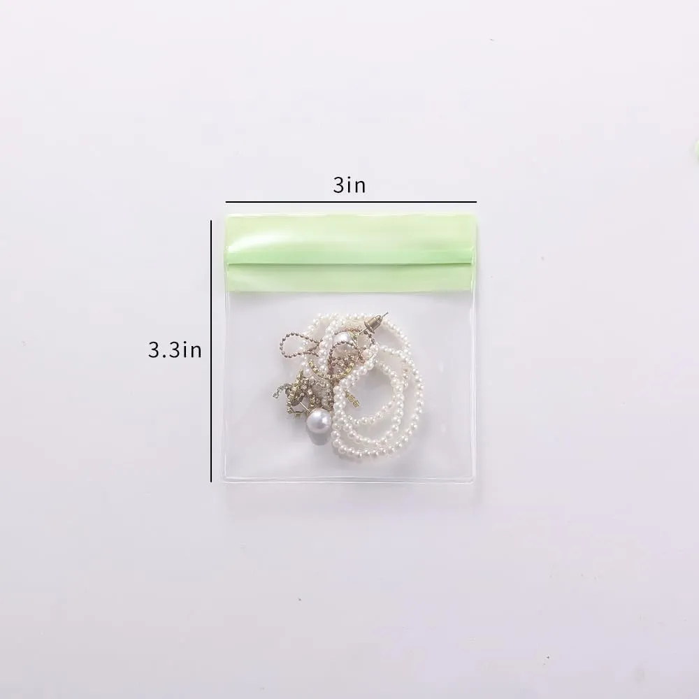 PVC Antioxidant Jewelry Storage Pouches Bracelets Necklaces Earrings Rings Storage Bags (GREEN, MIXED 1 30pcs)