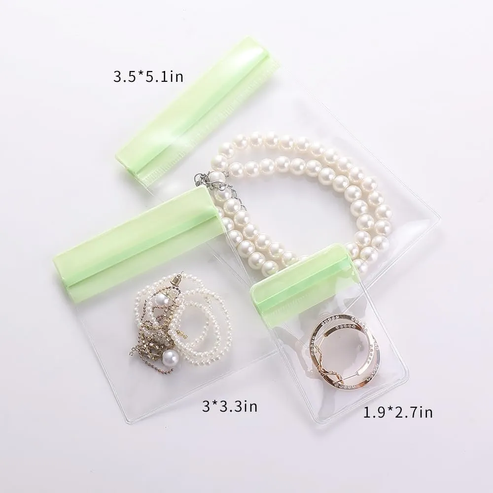 PVC Antioxidant Jewelry Storage Pouches Bracelets Necklaces Earrings Rings Storage Bags (GREEN, MIXED 1 30pcs)