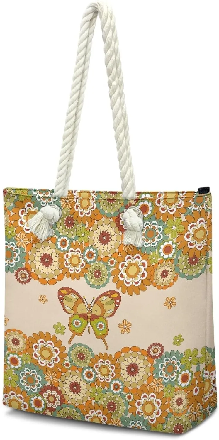 Reusable Grocery Bags Beach Bag for Women Tote Bags with Zipper