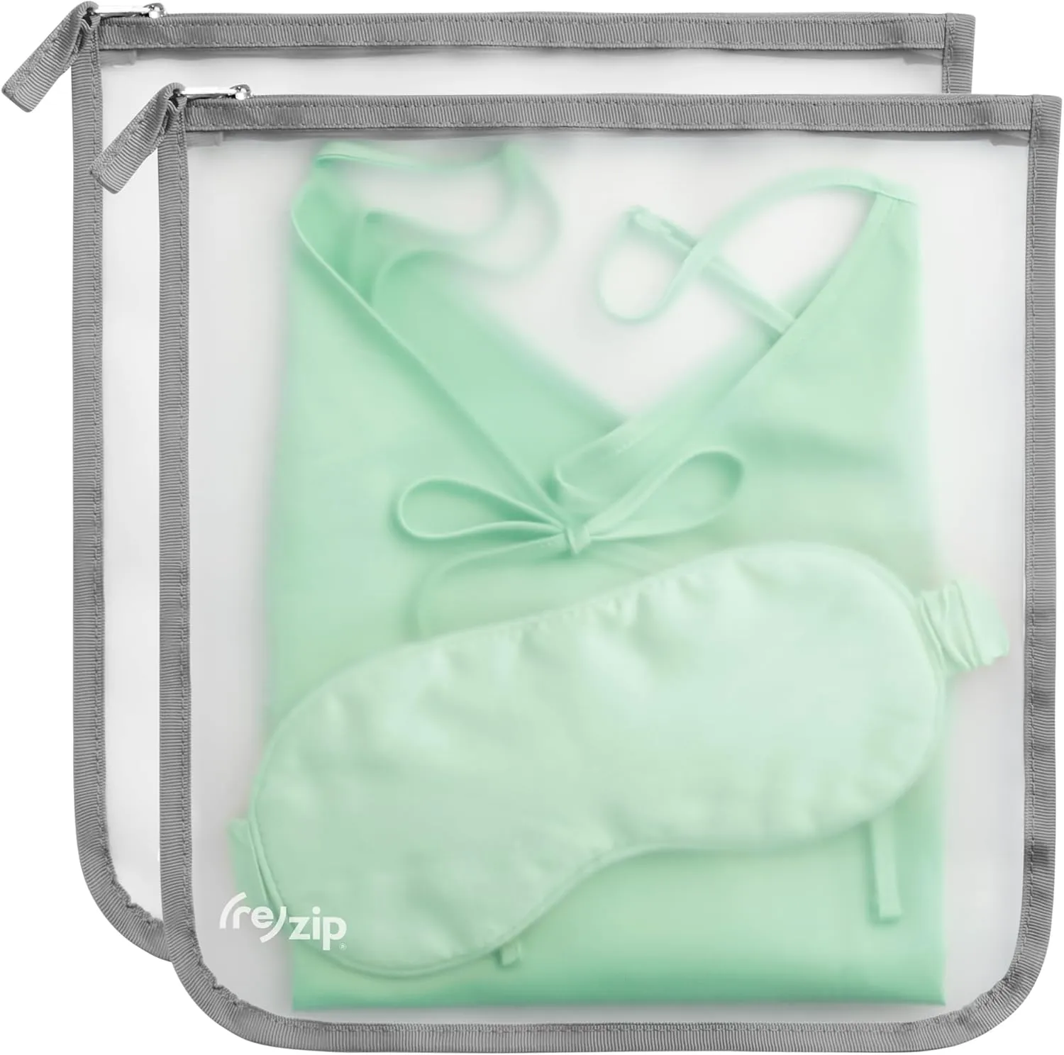 (re)zip 2-Pack Gallon Size Storage Bags | Zippered, Reusable Bags for Travel & Household Storage | BPA-Free, Food Grade, Machine Washable (Gray)