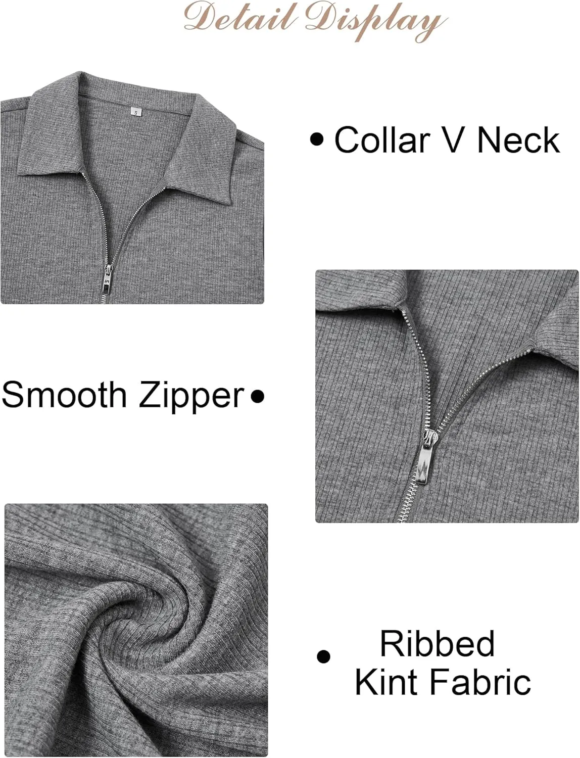 Ribbed Tank Tops for Women Zipper V Neck Dressy Casual Blouses Sleeveless Camisole Top Business Work Polo Shirts