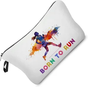 Running Makeup Bag Born To Run Small Organizer Zipper Pouch Running Marathon Cosmetic Bag Present for Runners Athelets Running Lovers Women Friends
